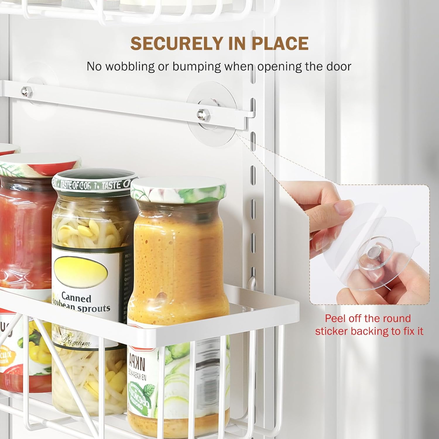 Delamu 6-Tier Over the Door Rack Organizer, Adjustable Pantry Organizers and Storage Shelves, Metal Hanging Spice Rack Organizer, Cabinet Door Organizer for Kitchen Bathroom Laundry Room, 12" White