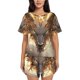 thumbnail image 1 of Balery Golden Horned White Dragon Conjunto de Pijama para Mujer con Estampado, Dos Piezas de Manga Corta y Shorts, Ropa de Dormir Suave con Cuello Redondo y Bolsillos-3X-Large, 1 of 6