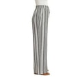 thumbnail image 2 of Briggs Women's Wide Leg Lightweight Linen Blend 2 Pockets Stripe Pants, 2 of 3