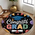 thumbnail image 3 of Round Rugs 5 Ft, Colorful Graduation Non Slip Area Rugs for Kitchen Bedroom Entryway, Funny Words Modern Art Washable Carpet Runner Rug Floor Mats for Bedroom Home Decor, 3 of 9