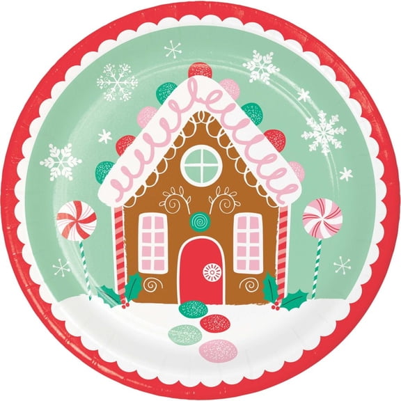 Holiday Gingerbread Sweets 9-inch Paper Plates 8 Per Pack