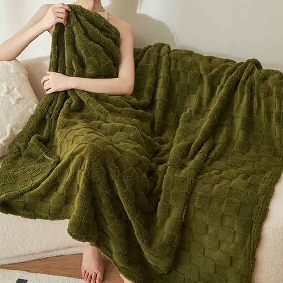 LACKUST Solid Colour Blankets and Throws Clearance ,Pineapple Fleece Blanket,59.1x39.4in Thickened Coral Blankets for Sofa Cover Gift Nap Blanket,E