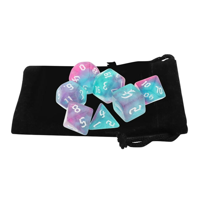 TISHITA Ensemble de 7 dés Polyédriques Ensemble D4-D20 Jouets de Bar avec Pochette pour Jeu de Rôle