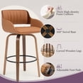 thumbnail image 4 of Fahomiss 29" Swivel Bar Height Bar Stools Set of 2 - Modern Kitchen Counter Stools with Back and Wooden Legs, Upholstered PU Leather Barstools Chairs W/ Adjustable Foot Pads, Brown, 4 of 11