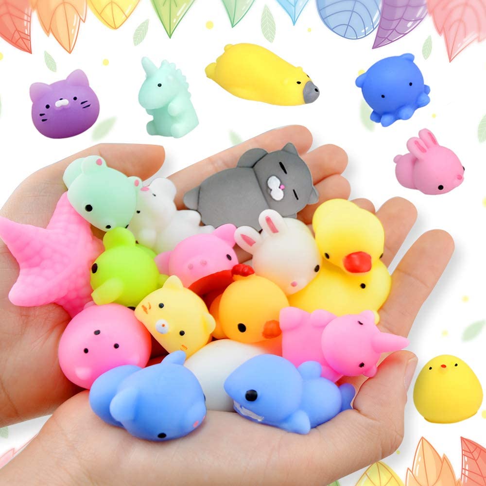 25 Pack Squishy Mochi Squishy Toys, Glitter Glow in the Dark Mini Cute ...