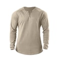 thumbnail image 4 of 100%Cotton Shirts for Men Summer Solid Color V Neck Long Sleeve Shirt Fitness Thin Breathable Button Lightweight Sports Shirts Athletic Lounge Wear, 4 of 6