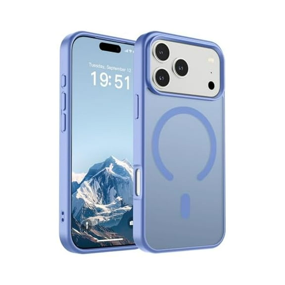 ZHU997 Magnetic for iPhone 17 Pro Case (Compatible with MagSafe)(Military Grade Drop Protection) Translucent Matte Shockproof with Anti-Fingerprint Phone Cover 2025,Blue Purple