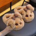 thumbnail image 2 of CUZIBR Toddler Slippers For Girls Cute Rabbit Animal Fuzzy House Slippers Close Toe Warm Winter Soft Bedroom Footwear,Khaki,4.5-5 Years, 2 of 3