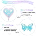 thumbnail image 4 of Iridescent Blue Purple Heart Balloons, Iridescent Blue Bow Balloons, 10Pcs 18 Inch Heart Shaped Balloon and 38 Inch Helium Bow Foil Balloon for Birthday Valentines Valentines Day Frozen Party Decor, 4 of 8