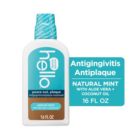 hello Peace Out Plaque Antigingivitis Mouthwash Rinse, Clean Mint, Vegan & SLS Free, 16 fl oz