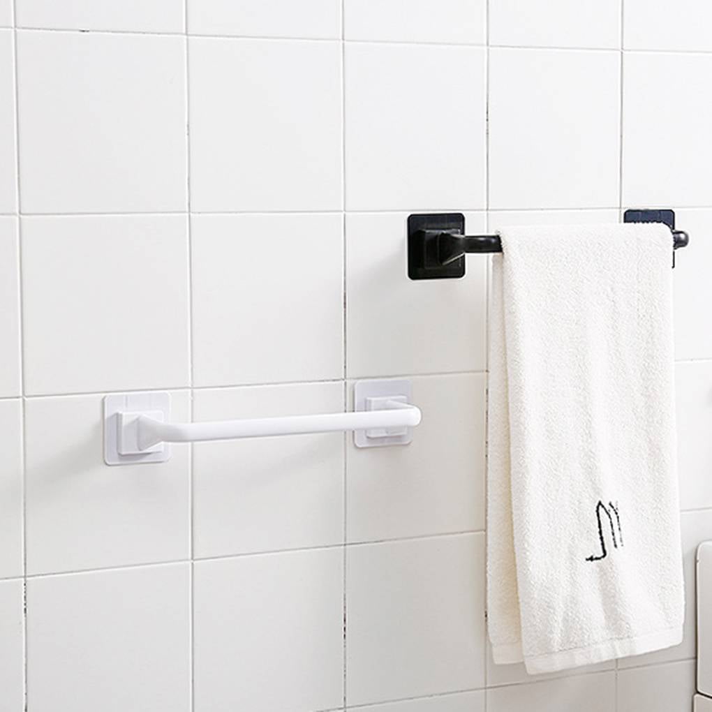 Self Adhesive Towel Rod Towel Bar Stick on Wall Bath Towel Holder Rail Rack  Kitchen Bathroom, Pink