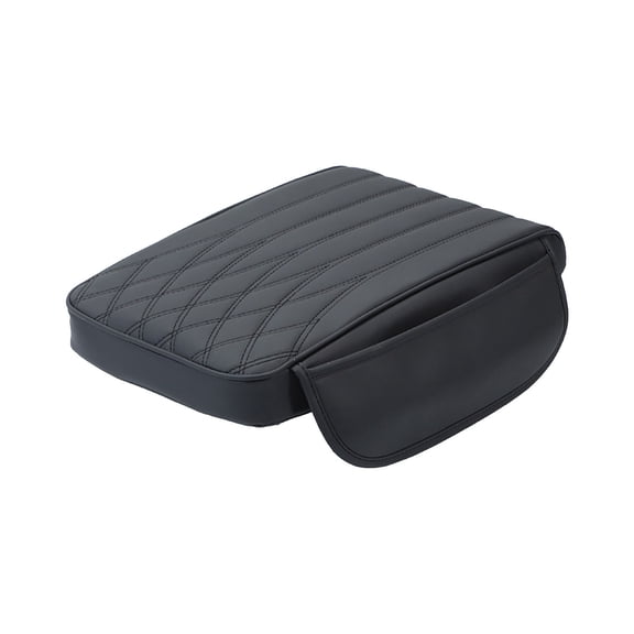 Center Console Cover Armrest Pad with Side Pockets Car Armrest Cushion Memory Foam Leather Console Cover for Vehicles Trucks SUVs Universal Fit Black