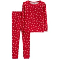 Holiday Long Sleeve Cotton Tight Fit Pajamas, 2-piece Set (Baby Girls & Toddler Girls)