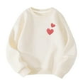 thumbnail image 2 of Spazoro Kids Girls Shirts Tee, Love Print 2025 Crew Neck Long Sleeve Casual Loose Tops for Child Girls Beige Size 3 T, 2 of 3