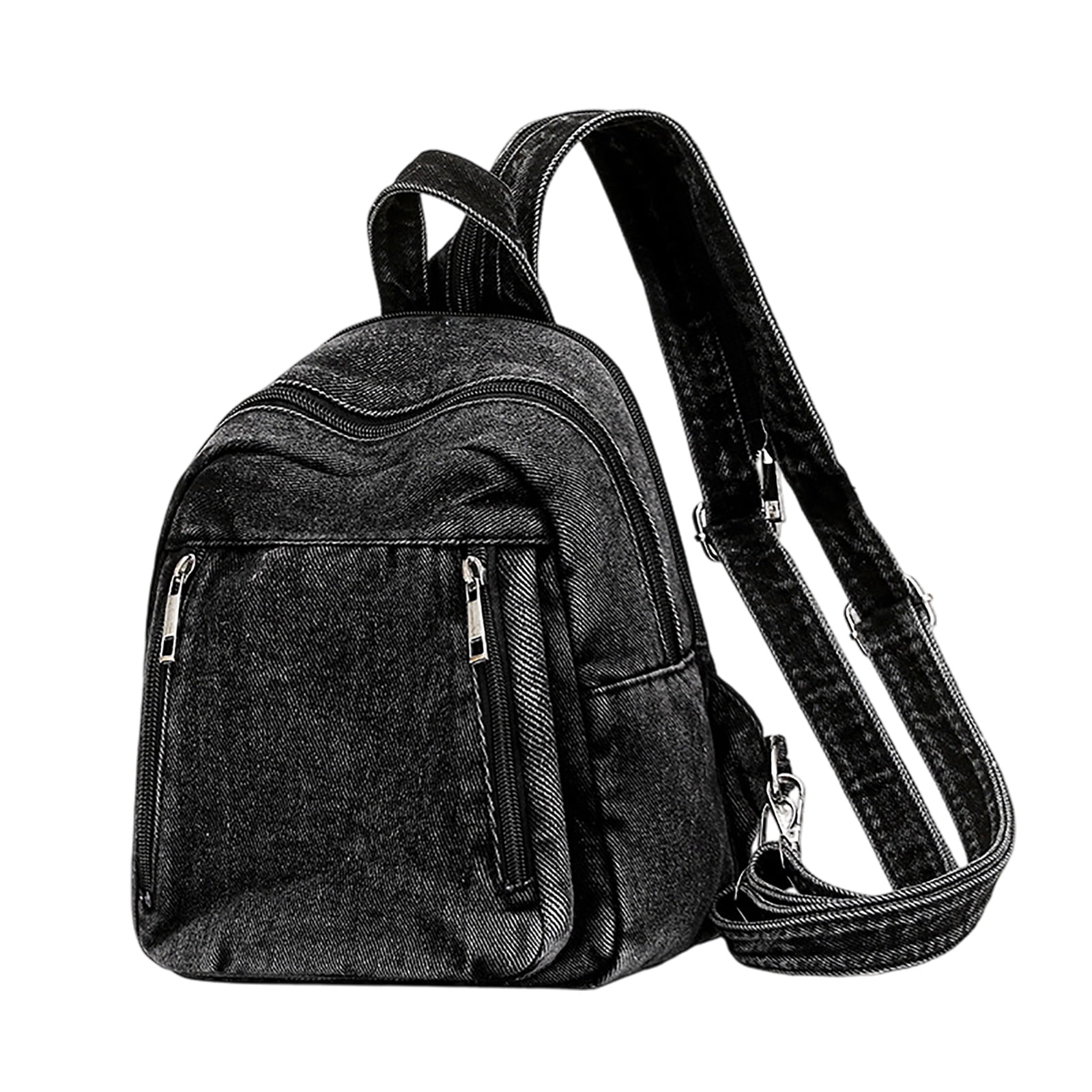 Distressed Fabric Backpack with Separate Front Storage a Top Opening and Shoulder-Worn Carry for Everyday Use