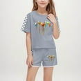 thumbnail image 2 of Piuwrlz Boys Girls Short Sets Kids Summer Outfit Set Printed Round Neck Tight Shirt T-Shirt and Shorts Set Gray Size 10 Years, 2 of 9