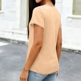 thumbnail image 6 of Women's Casual Fashion Solid Color V Neck Short Sleeve Blouse Shirt Top Lightweight Breathable Summer Vacation | CSEONE,Khaki L, 6 of 8