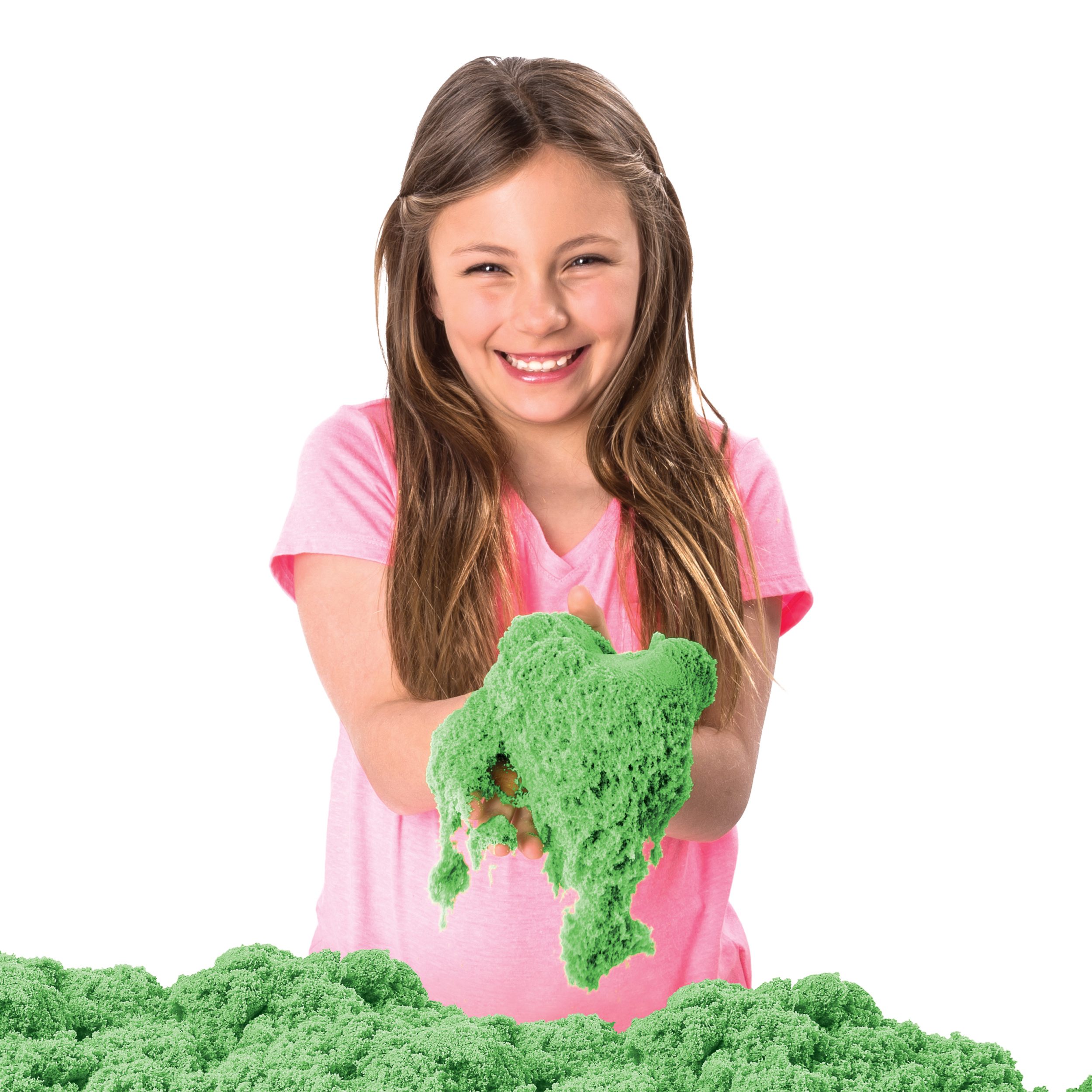 Kinetic Sand, Sandbox Set Kids Toy with 1lb All-Natural Green Kinetic Sand and 3 Molds, Sensory Toys for Kids Ages 3 and up