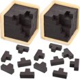 thumbnail image 1 of 2 Pieces 3D Wooden Brain Teaser Puzzle Cube Brain Teaser Genius Skills Builder Wooden Logic Puzzle for Kids Adults Intellectual Game Entertaining and Educational Tools (Original Color), 1 of 7