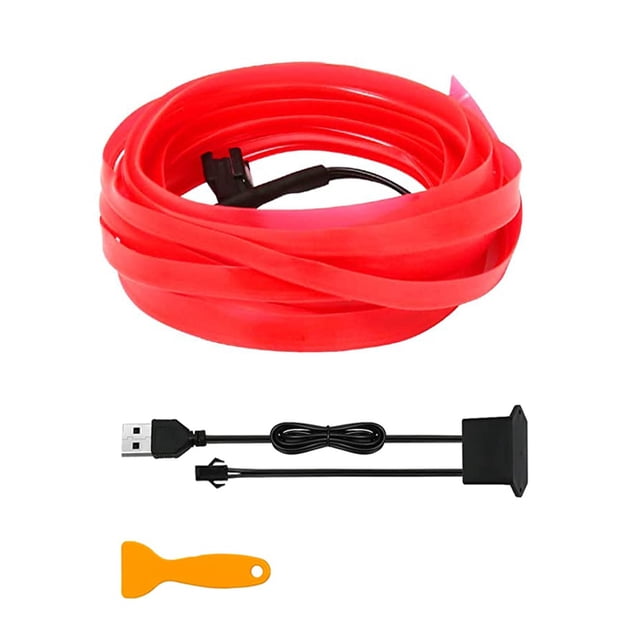 Riwesomey Tira de luces LED de plástico para automóviles, 5V, resistente al agua, 5M, interfaz USB colorida, lámpara de ambiente decorativa para Bombillas para automóviles Rosado
