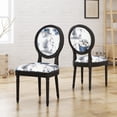 thumbnail image 2 of GDF Studio Rylee French Country Fabric Upholstered Wood Dining Chairs, Set of 2, White and Blue Floral and Black, 2 of 7