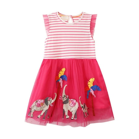 

QYZEU Kids Spring Dress Spring Dress for Toddler Girls 2023 Summer New Children s Wear Cute Mesh Animal Pattern Girls Dress Kids Dresses for Girls