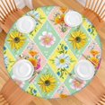 thumbnail image 2 of Pioneer Flower Floral Print Pattern Round Fitted Tablecloth with Elastic Edge,Dining Table Cover Waterproof,Outdoor Round Tablecloth for Camping,Dining,Indoor and Outdoor, 2 of 7