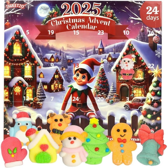 2025 Christmas Advent Calendar, Holiday Candy Countdown, 24 Pieces, 10.16 Ounce Box