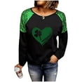 thumbnail image 5 of St Patricks Day Shirt Women Funny Patchwork Long Sleeve Top Shamrock Print Shirt Crew Neck Casual Shirts Cute Festival Outfits Green Tops for Women, 5 of 9