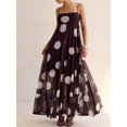 thumbnail image 2 of Brown Polka Dot Sheer Tiered Maxi Dress With Spaghetti Straps Flowy Cami Summer Sundress, 2 of 8