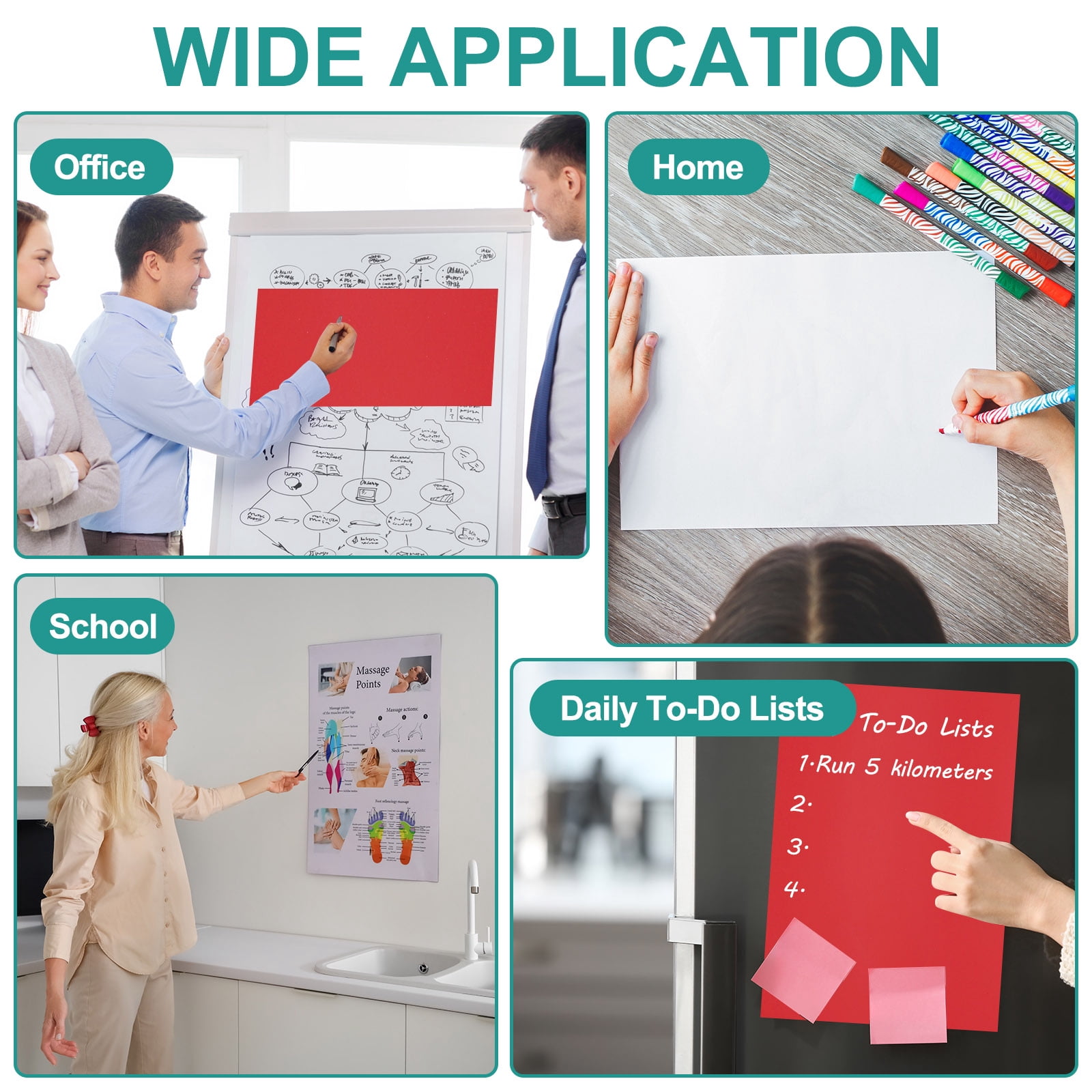 Uxcell Magnetic Dry Erase Board Sheet for Fridge, 3 Pcs 12 x 8 Inch Erasable Refrigerator Whiteboard for Kitchen for Home Kitchen Organizer Planner Office Storage, Black (1mm)