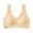 Beige, variant on Women’s Wavy Scalloped Front Button Wide Strap Perforated Seamless Wireless Bra Large Molded Support Cups Wire Free High Stretch Soft Breathable Mature Ladies Daily Underwear