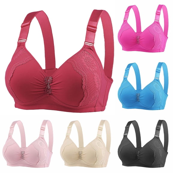 THDHVS Push Up Bra,Bras for Women No Underwire,Plus Size Wirefree Shaping Bra Breathable with Light Support for All Day Comfortable Red