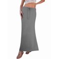 thumbnail image 2 of Linen Flared Maxi Skirt with Back Slit - Elastic Waist Drawstring Long Flowy Ankle-Length Skirt Dark Gray XXL, 2 of 9