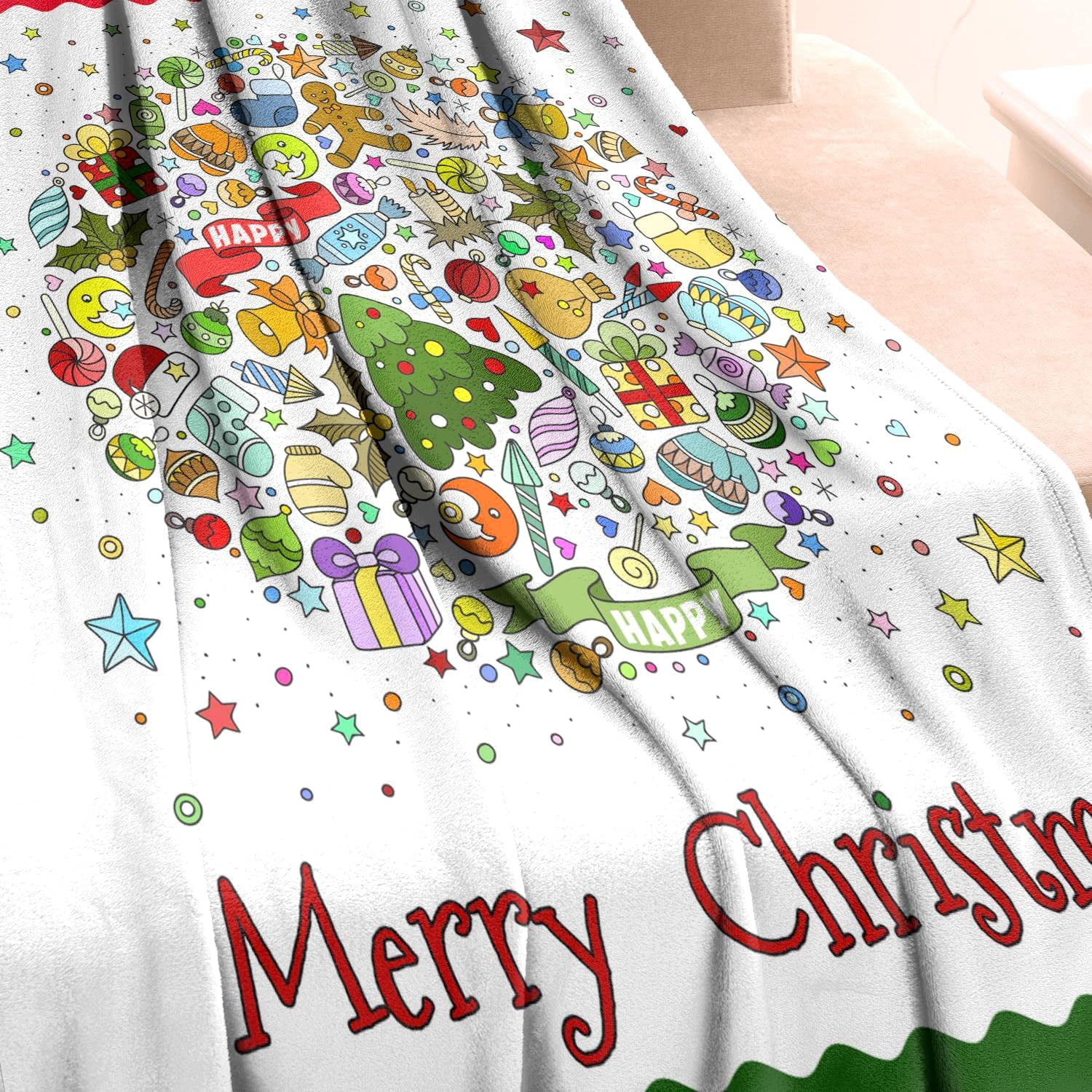 Funny Christmas Blanket for Kids, Lightweight Soft Cozy Unisex Christmas Flannel Throw Blankets 50x60Inches