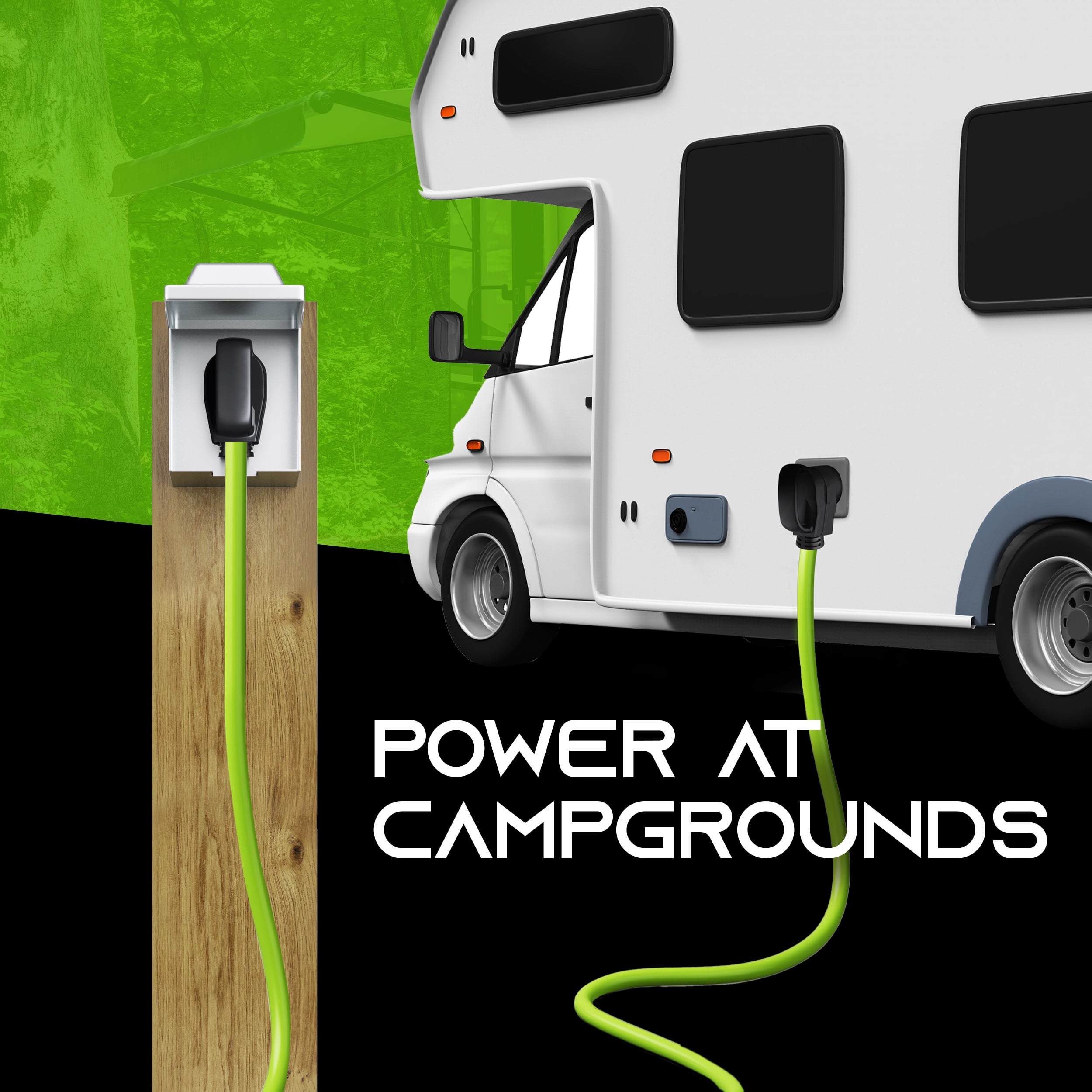 GearIT 50-Amp Extension Cord for RV and EV (10 ft) 4-Prong 250-Volt, Tesla Model 3/S/X/Y, NEMA 14-50P to 14-50R 6/3, 8/1 STW AWG Gauge Outdoor Auto Power Cord - 10 Feet