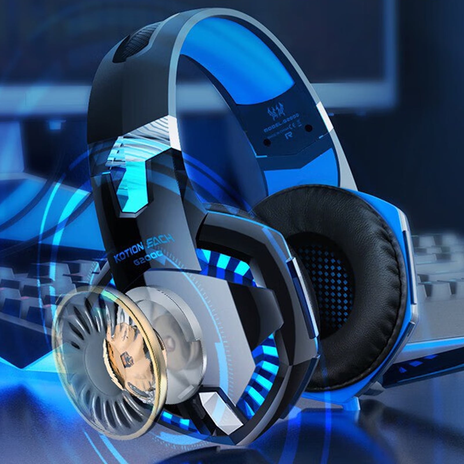 Stereo Gaming Headset for PS4, PS5, Xbox One, Xbox Series X|S, PC, Nintendo Switch, 3.5mm Wired Headphones with LED Light, Noise Cancelling Microphone, 50mm Drivers