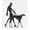 thumbnail image 3 of Ambesonne Art Nouveau Shower Curtain, Fashion Woman Dog, 69"Wx70"L, Black and White, 3 of 3