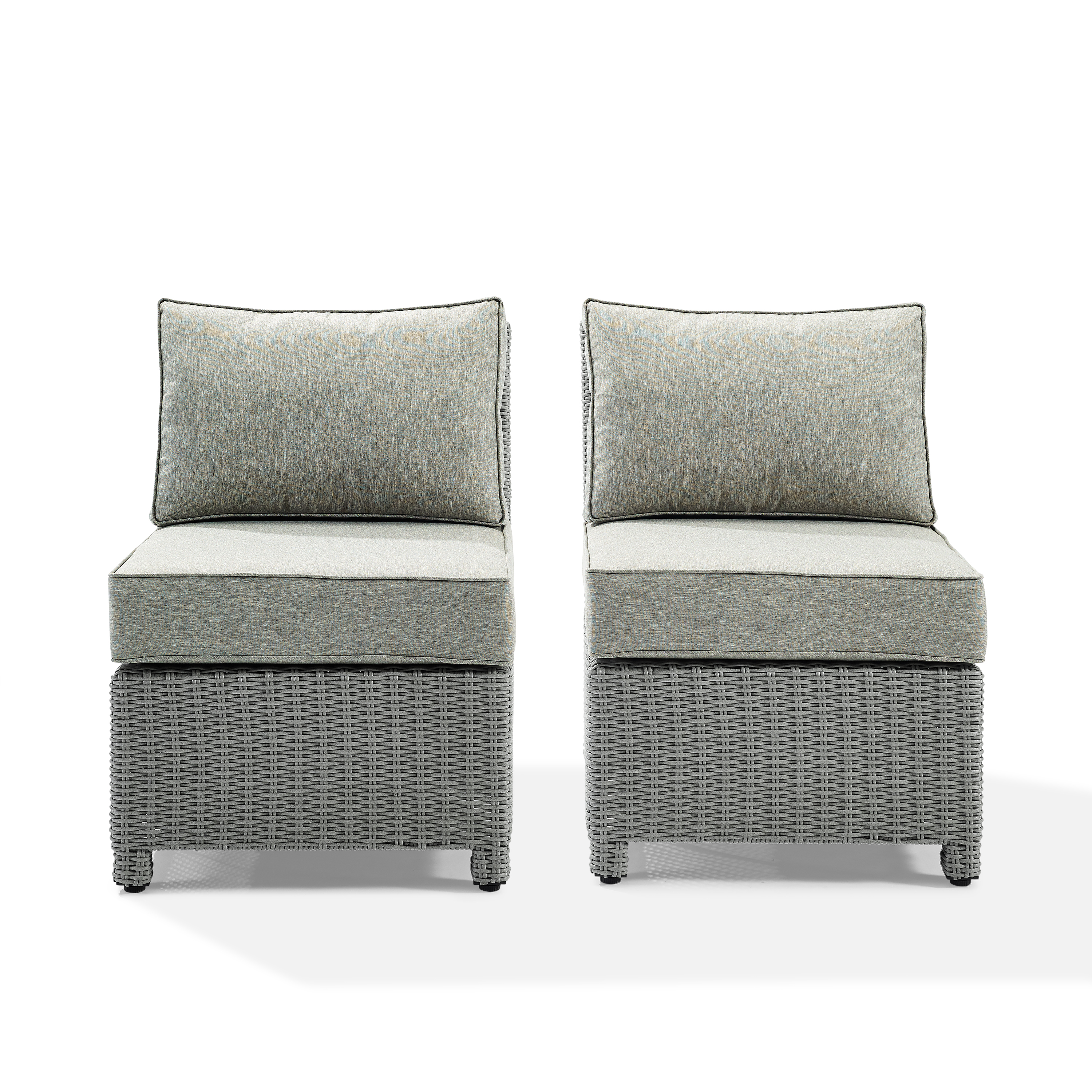 Crosley Bradenton Wicker Patio Armless Chair in Gray (Set of 2) - image 4 of 6