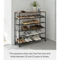 thumbnail image 2 of Yamazaki Home Rolling Five-Tier Shoe Rack, Black, Steel + Wood, Wheels, 2 of 7