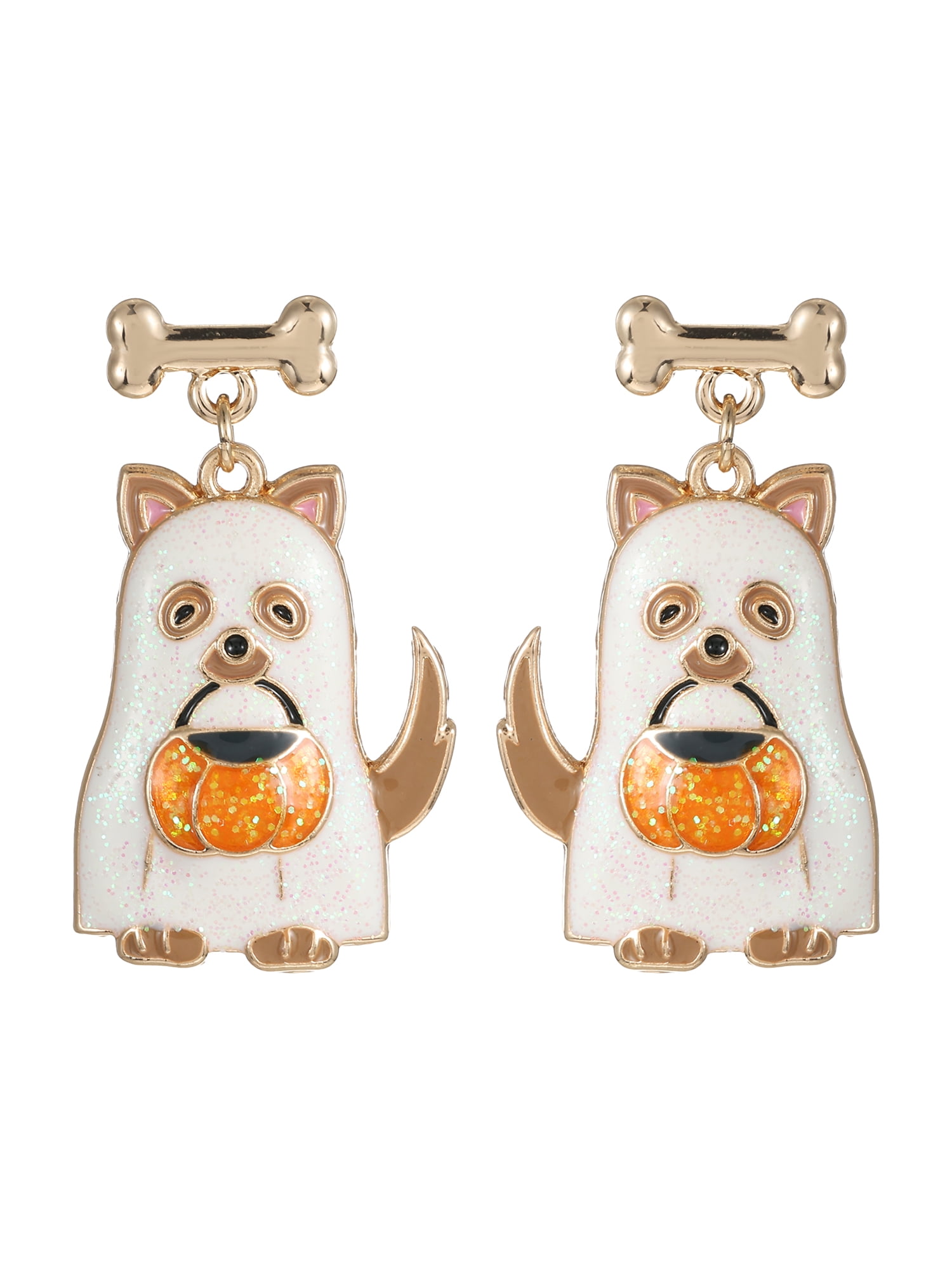 Way to Celebrate Ghost Puppy Halloween Earrings, 1 Pair