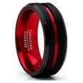 thumbnail image 1 of Men's Tungsten Carbide Ring Grooved Wedding Band Color Interior 8MM Blue Red Green Red, 1 of 3