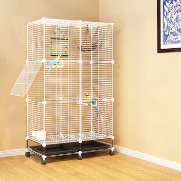 Image showcasing Glass Bird Cage, White - Walmart.com
