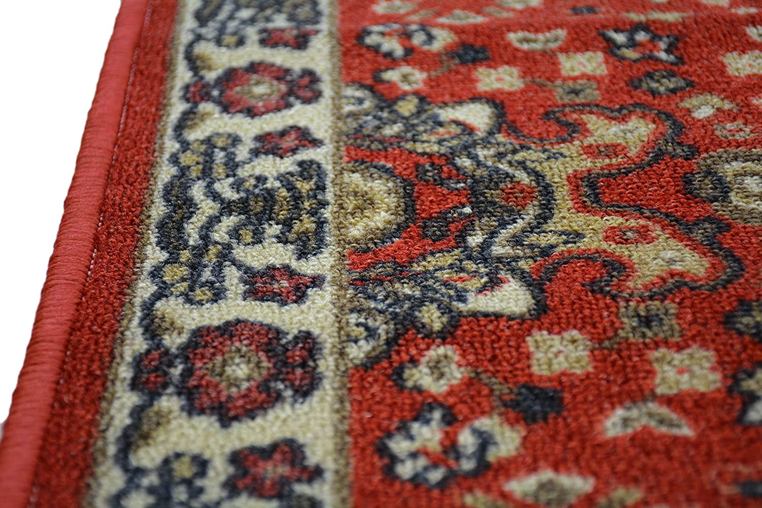 Traditional Medallion Oriental Design Red Color Rug Runner Printed Slip Skid Resistant Rubber Back 2 x 7 Runner Rug(Red, 23" x 7')