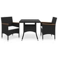 thumbnail image 1 of vidaXL 3 Piece Garden Dining Set Black Poly Rattan and Acacia Wood, 1 of 5