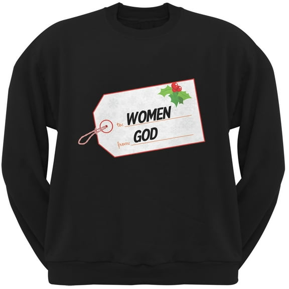 To Women From God Christmas Tag Black Adult Sweatshirt - Small