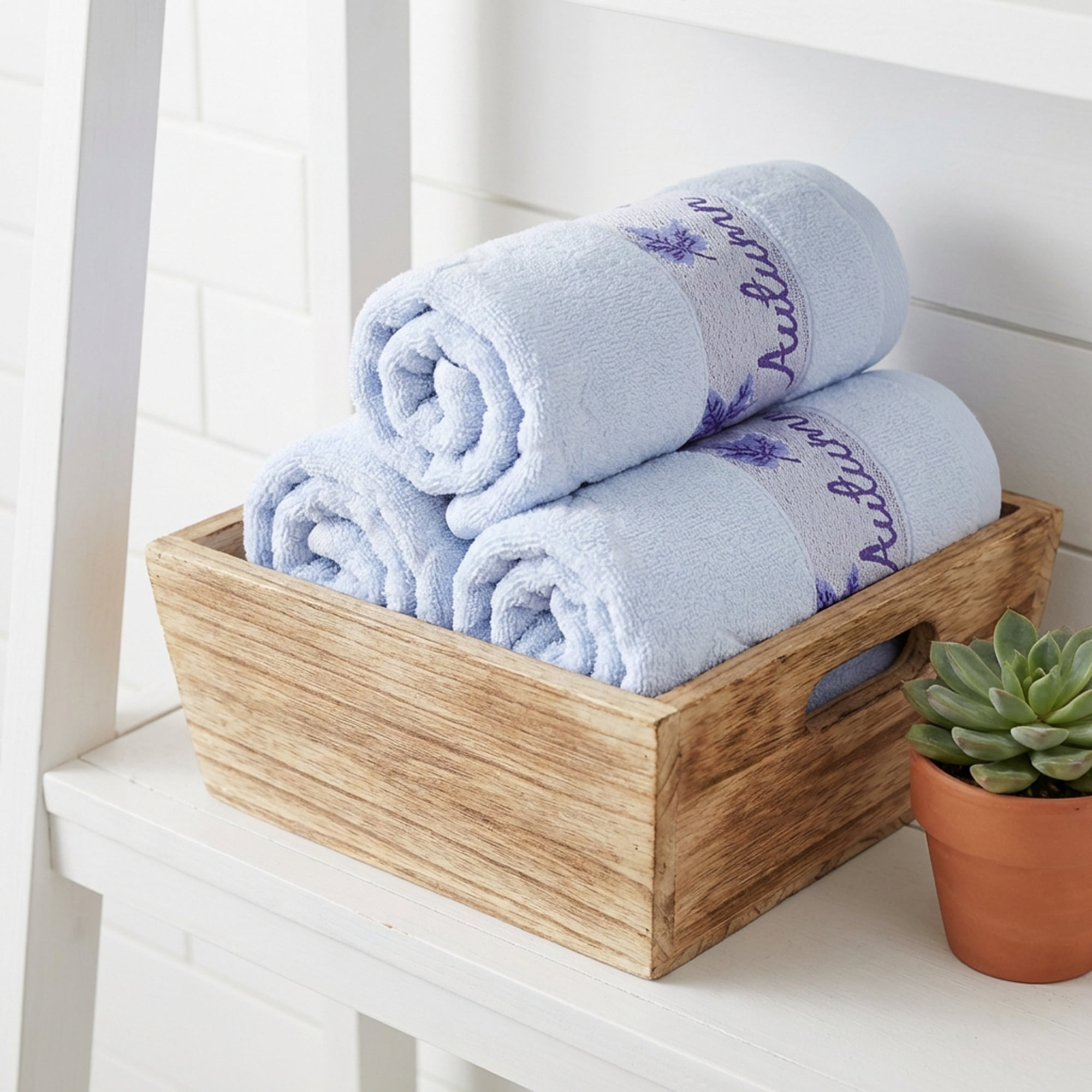 Unique Bargains Maple Leaf Jacquard Soft Absorbent Quick Dry Towels Blue 2pk