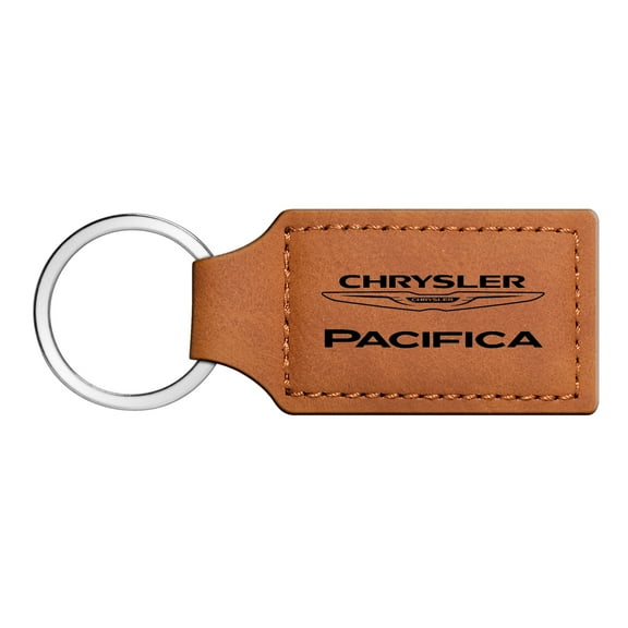 Chrysler Pacifica Rectangular Brown Leather Key Chain