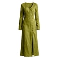 thumbnail image 6 of Mutghys Maxi Dresses for Women Side Slit Button Up V Neck Dresses Daily Vacation Slim Comfy Casual Dress S-3XL, 6 of 7