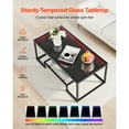 thumbnail image 5 of KFFKFF Modern Coffee Table with Tempered Glass and Lighting, Two-Tier Rectangular Design with Open Storage, Sleek Metal Accent End Table for Living Room or Office, Simple Assembly, 5 of 9